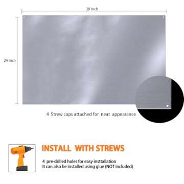 Durable SHACO 24 x 30 Inch Stainless Steel Backsplash