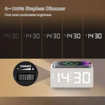 URAYCO Wooden Alarm Clock with Wireless Charger and USB Ports