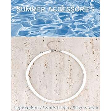 Wowshow Shell Necklace, Puka Shell Necklace for Men Women Smooth Seashell Choker Summer Beach Surfer Jewelry 14 Inches