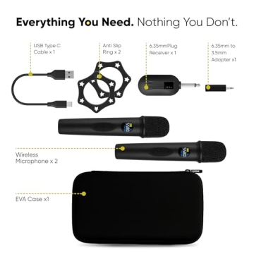 Bowens Wireless Microphones – Karaoke Microphone Wireless System with 2 Mics & Receiver, Microphon...