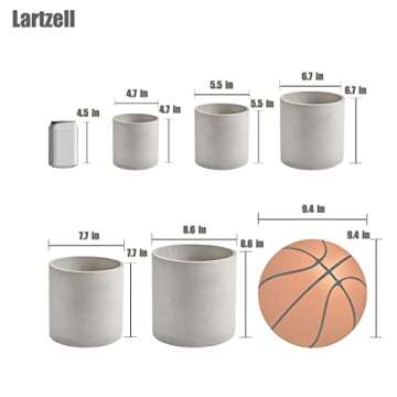 Lartzell Plant Pots, 6.7 Inch Planters for Indoor Plants, Grey Cement Flower Pot with Drain Hole, Mo...