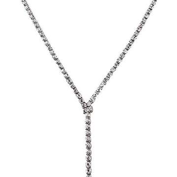 Udobuy Elegant Shiny Rhinestone Choker Chunky Statement Necklaces Long Tassel Chain Chocker Jewelry