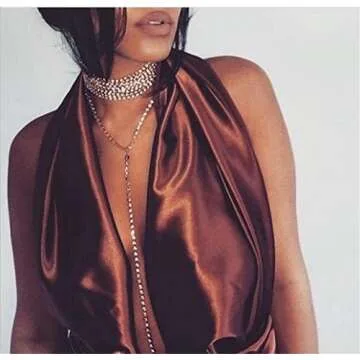 Udobuy Elegant Shiny Rhinestone Choker Chunky Statement Necklaces Long Tassel Chain Chocker Jewelry