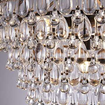 Wellmet Crystal Chandelier, 6-Light 5 Tiers Farmhouse Bronze Ceiling Lighting Fixture, Modern Foyer Dining Room Chandeliers for Bedroom, Hallway, Bar, Kitchen, W20-inch