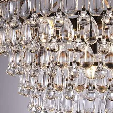 Wellmet Crystal Chandelier, 6-Light 5 Tiers Farmhouse Bronze Ceiling Lighting Fixture, Modern Foyer Dining Room Chandeliers for Bedroom, Hallway, Bar, Kitchen, W20-inch