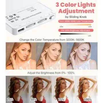 TONEOF 60" Cell Phone Tripod (Black) Bundle with 80 LED Selfie Light with Clip for Live Streaming/Recording Video/Makeup, Compatible with 4-7” Phones