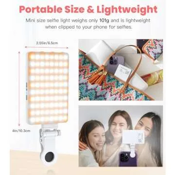 TONEOF 60" Cell Phone Tripod (Black) Bundle with 80 LED Selfie Light with Clip for Live Streaming/Recording Video/Makeup, Compatible with 4-7” Phones