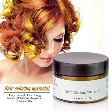 Unisex Hair Color Dye Wax Styling Cream Mud,Natural Hairstyle Pomade, Temporary Hair Dye Wax for Party, Cosplay & Halloween, 4.23 OZ, Gold