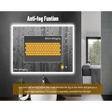 Dimmable LED Bathroom Mirror with Defogger - 28x36 In