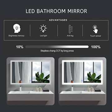 Dimmable LED Bathroom Mirror with Defogger - 28x36 In