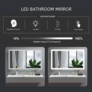 Dimmable LED Bathroom Mirror with Defogger - 28x36 In