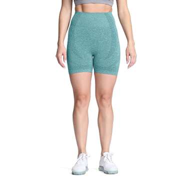 Aoxjox Seamless Workout Biker Shorts for Women High Waisted Exercise Athletic Gym Booty Running Yoga Short 5" (Vital Dark Green Marl New, Large)