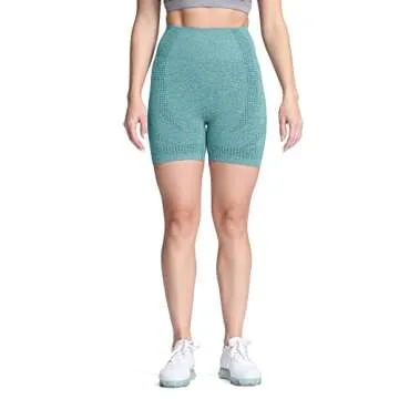 Aoxjox Seamless Workout Biker Shorts for Women High Waisted Exercise Athletic Gym Booty Running Yoga Short 5" (Vital Dark Green Marl New, Large)