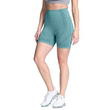 Aoxjox Seamless Workout Biker Shorts for Women High Waisted Exercise Athletic Gym Booty Running Yoga Short 5" (Vital Dark Green Marl New, Large)