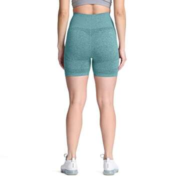 Aoxjox Seamless Workout Biker Shorts for Women High Waisted Exercise Athletic Gym Booty Running Yoga Short 5" (Vital Dark Green Marl New, Large)