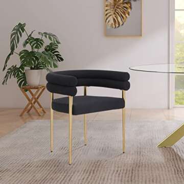 Meridian Furniture 804Black-C Brielle Collection Modern | Contemporary Boucle Fabric Upholstered Din...