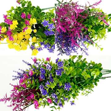 KLEMOO 12 Bundles UV Resistant Faux Flowers for Home