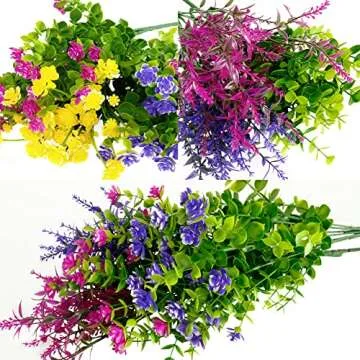 KLEMOO 12 Bundles UV Resistant Faux Flowers for Home
