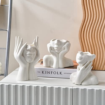 FJS Ceramic Face Flower Vase - Stylish Home Decor