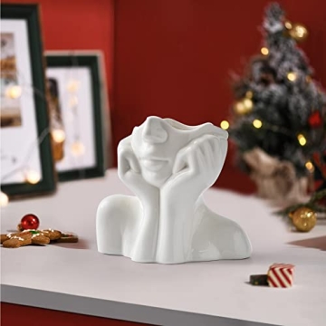 FJS Ceramic Face Flower Vase - Stylish Home Decor