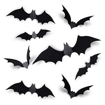 60PCS Halloween 3D Bat Wall Decal Stickers for Home Decor