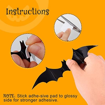 60PCS Halloween 3D Bat Wall Decal Stickers for Home Decor