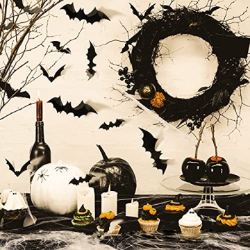 60PCS Halloween 3D Bat Wall Decal Stickers for Home Decor