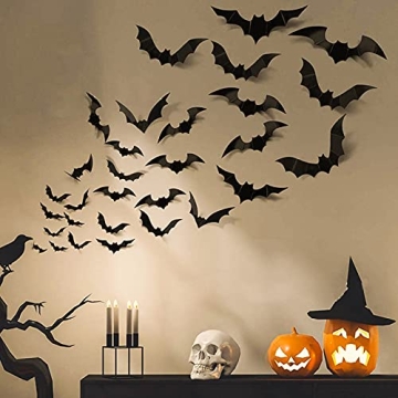 60PCS Halloween 3D Bat Wall Decal Stickers for Home Decor