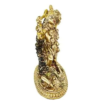 BangBangDa Hindu Goddess Kali Statue Sculpture - Indian God Decorative Antique Idol - India Goddess of Time and Death Figurine Murti Pooja Puja Buddha Temple Mandir Decor