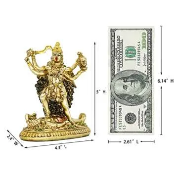 BangBangDa Hindu Goddess Kali Statue Sculpture - Indian God Decorative Antique Idol - India Goddess of Time and Death Figurine Murti Pooja Puja Buddha Temple Mandir Decor
