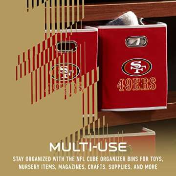 Franklin Sports NFL San Francisco 49ers Collapsible Storage Bin NFL Folding Cube Storage Container F...