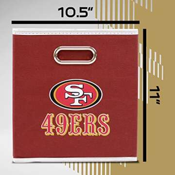 Franklin Sports NFL San Francisco 49ers Collapsible Storage Bin NFL Folding Cube Storage Container Fits Bin Organizers Fabric NFL Team Storage Cubes One Size