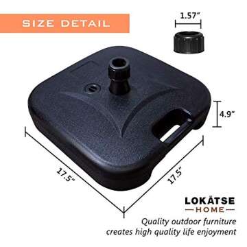 LOKATSE HOME 17.5'' Outdoor Patio Umbrella Base Stand for Dia 38mm Umbrella Pole(Water Filled to 47l...