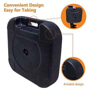 LOKATSE HOME 17.5'' Outdoor Patio Umbrella Base Stand for Dia 38mm Umbrella Pole(Water Filled to 47lbs)