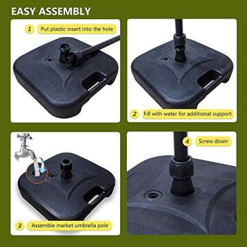 LOKATSE HOME 17.5'' Outdoor Patio Umbrella Base Stand for Dia 38mm Umbrella Pole(Water Filled to 47lbs)