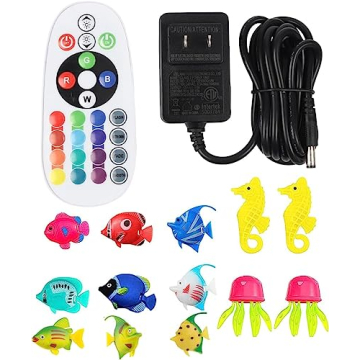 Sensory LED Bubble Tube 4FT with 10 Fish, 20 Color Remote and Tall Water Tower Tank LED Night Light for Kids Bedroom, Living Room Decor