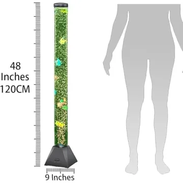 Sensory LED Bubble Tube 4FT with 10 Fish, 20 Color Remote and Tall Water Tower Tank LED Night Light for Kids Bedroom, Living Room Decor