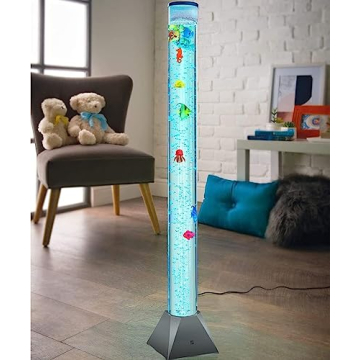 Sensory LED Bubble Tube 4FT with 10 Fish, 20 Color Remote and Tall Water Tower Tank LED Night Light for Kids Bedroom, Living Room Decor