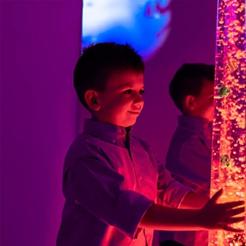 Sensory LED Bubble Tube 4FT with 10 Fish, 20 Color Remote and Tall Water Tower Tank LED Night Light for Kids Bedroom, Living Room Decor