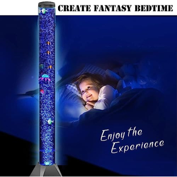 Sensory LED Bubble Tube 4FT with 10 Fish, 20 Color Remote and Tall Water Tower Tank LED Night Light for Kids Bedroom, Living Room Decor