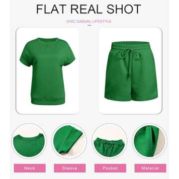 SHEWIN Women's Comfy Two Piece Loungewear Set - Green