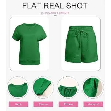 SHEWIN Women's Comfy Two Piece Loungewear Set - Green