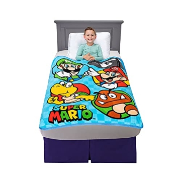 Franco Kids Bedding Super Soft Micro Raschel Throw Blanket, 46” x 60”, Super Mario