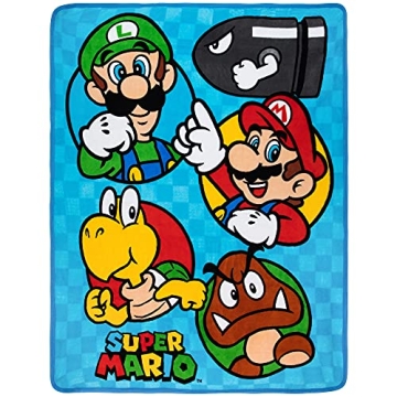 Franco Kids Super Soft Mario Throw Blanket for Children