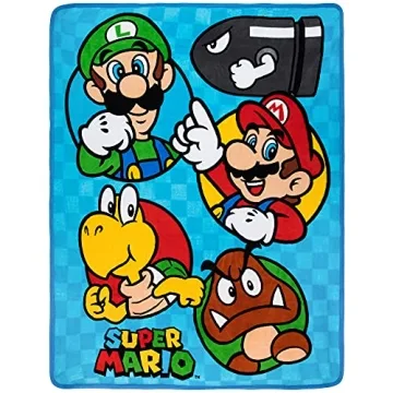 Franco Kids Super Soft Mario Throw Blanket for Children