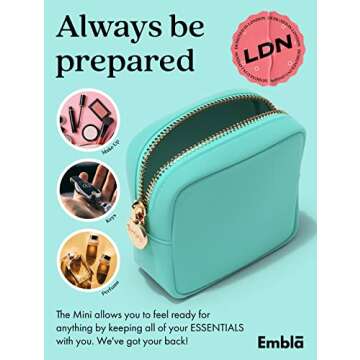 Embla Makeup Bag Travel Cosmetics Pouch and Toiletry Bag, Nylon Zipper Pouch Purse, Cute Make Up Organizer Storage Tote for Women Girls, Travel Skincare Case, Small Makeup Bags, Cotton Candy