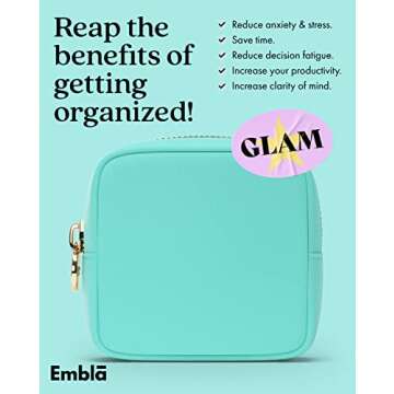 Embla Makeup Bag Travel Cosmetics Pouch and Toiletry Bag, Nylon Zipper Pouch Purse, Cute Make Up Organizer Storage Tote for Women Girls, Travel Skincare Case, Small Makeup Bags, Cotton Candy