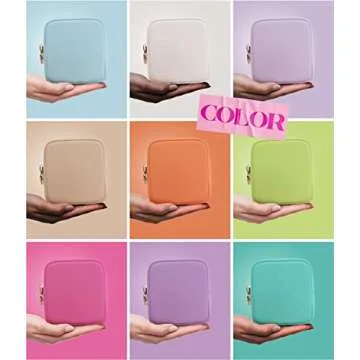 Embla Makeup Bag Travel Cosmetics Pouch and Toiletry Bag, Nylon Zipper Pouch Purse, Cute Make Up Organizer Storage Tote for Women Girls, Travel Skincare Case, Small Makeup Bags, Cotton Candy