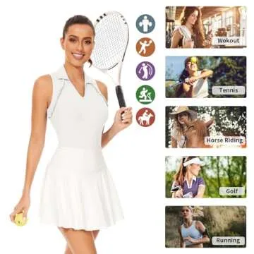 WOWENY Womens Sleeveless Golf Shirt Ruffle Polo Shirts Moisture Wicking Golf Apparel Slim Fitted Golf Tennis Tank Tops White L
