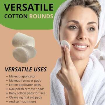 Beautiful Mind Cotton Rounds - Eco-Friendly Makeup Remover Pads (200 Count)